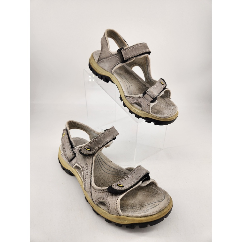 ECCO Offroad Yucatan Sandals Womens 39 Gray Nubuck Leather Hiking 069563